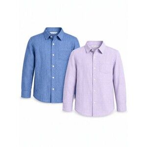 Janie and Jack Linen Cotton Button Down Shirt Bundle Boys Size 7 Preppy Classic